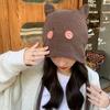 Autumn and Winter Confinement Hat Japanese Style Cute Cat Ears Baotou Hat Korean Style Face-showing Small Warm Ear Protection Knitted Hat