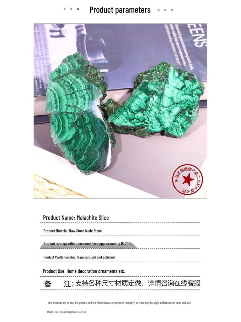 Suport de pahar felie malachit lustruit - Specimen mineral cristal natural brut