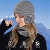 ZVCXOE Knit Beanie Winter Warmth with Ear Warm Stretchy Slimming Perfect for Fits Head Circumferences Gray 2-Piece Set, Flaps, Fleece-Lined,