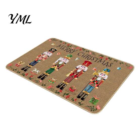 Christmas Bathroom Door Rug Mat, Festive Entrance Rug, 35" x 24" Non-Slip Washable Indoor Floor Mat Welcome Water Absorbent for Kitchen Holiday