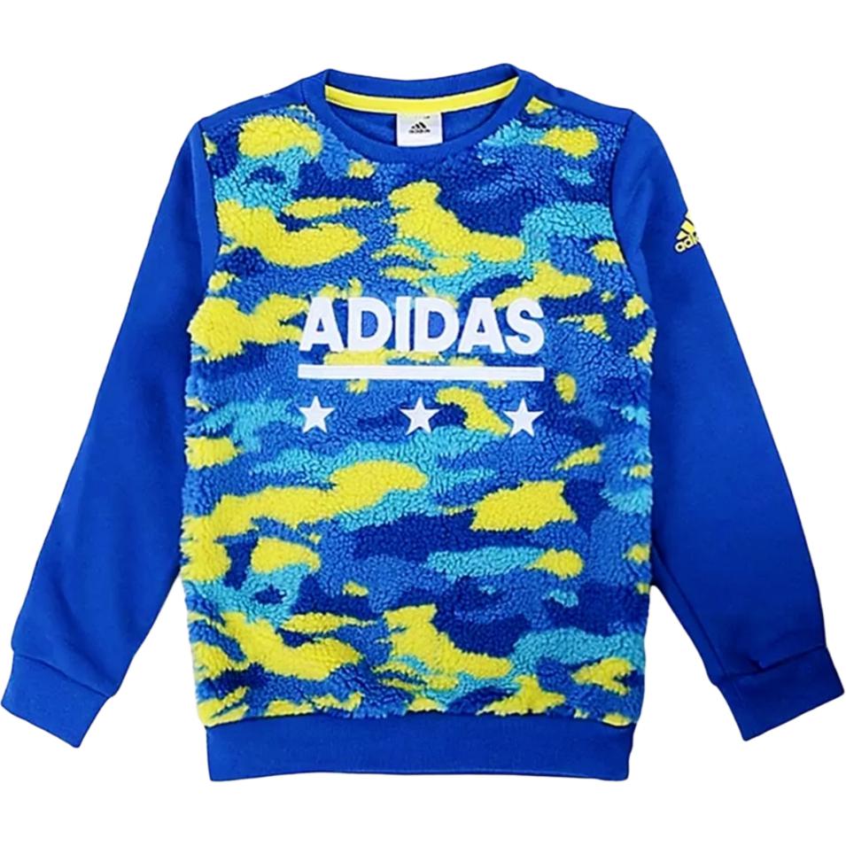 Adidas Sweatshirt Crew Neck Athleisure Fleece Lined Thermal Long Sleeved Pullover Kids BQ7632 104
