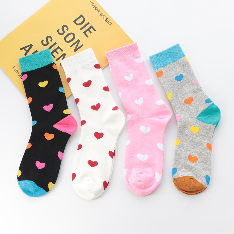 Autumn Winter Colorful Heart Unisex Korean Trendy Long Socks - Versatile Academy Style