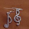 1 Paar baumelnde Ohrringe, Musiknoten-Design, funkelnde Strass-Tropfenohrringe, Dekoration, Hochzeitsschmuck