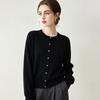 Lekasha Women's 100% Wool Round Neck Long Sleeve Cardigan