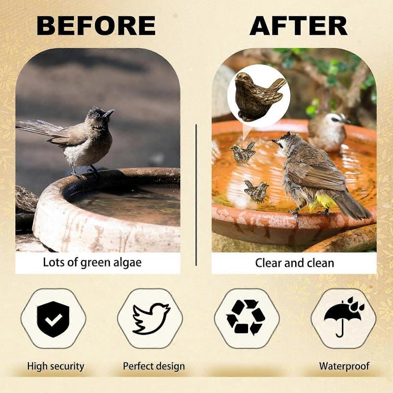 4PCS Copper Bird Antique Sculpture Bathbath Decorative Sparrow Figurine TeaPet For Garden Fountains Backyard Ornament