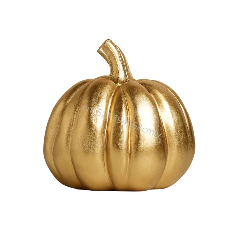 Gold Pumpkin Autumn Decors Decorative Pumpkin for Halloween Thanksgiving Mantles 6XDE