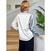 European & American Women's Color Block Silk Imitation Long Sleeve Shirt - Autumn/Winter Collection
