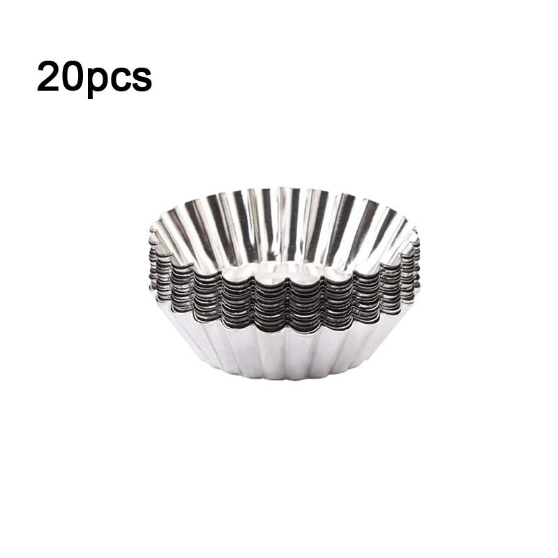 20/10 Stück Wiederverwendbare Antihaft-Wellenförmige Eiertarteform Aluminiumlegierung Blumenform Cupcake-Form Pudding-Gelee-Form Muffin-Backförmchen