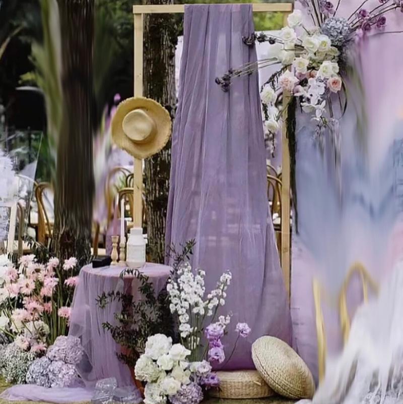 Light Pink Cherry Blossom Gauze Curtain with Pink Jade and Pink Bean Paste Highlights - Swiss Mosquito Net Yarn for Beauty Salon Ceiling.