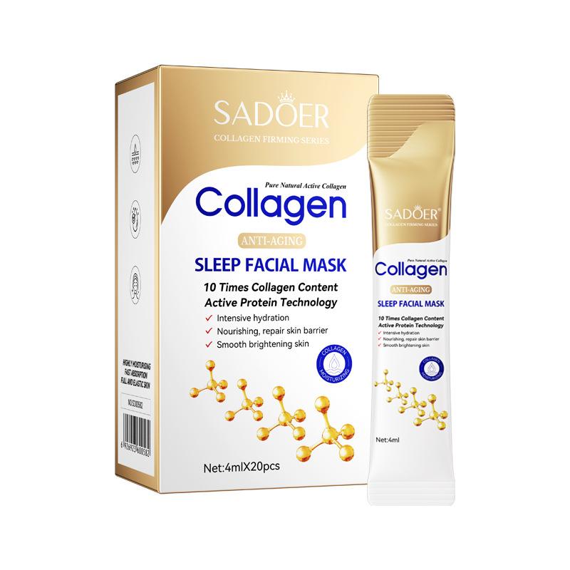80pz SADOER Maschere Viso Notturne al Collagene Skincare Viso Idratante Illuminante Rassodante Idratazione Maschera Viso Cura della Pelle del Viso
