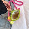 Women Crossbody Bag Colorful Crochet Cartoon Flower Pendant with Faux Pearl Lock Design