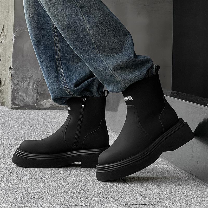 New Martin Boots Men's 2024 Autumn and Winter Small Thick-soled Heightening Locomotive Thin Short Boots 5024-J