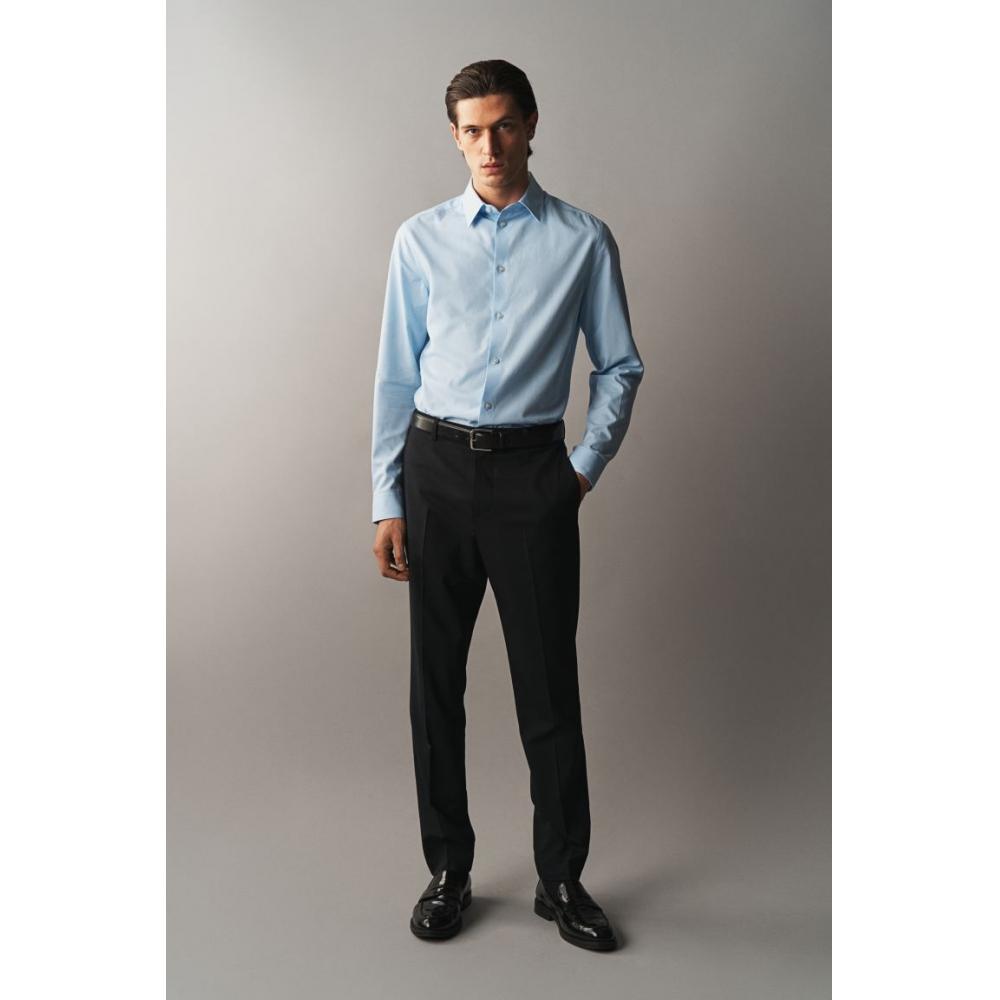

Рубашка HM slim fit из хлопка piMa светло-голубого цвета S