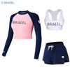 Womens UV Protection Rash Guard Set Long Sleeve Top High-Waist Pants Surfing Diving Snorkeling Water Sports