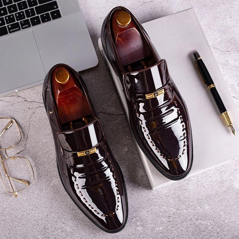 Slip-on Lightweight Patent Leather Men's Formal Shoes Office 2026 Trend Low Price Party Not Casual Official New Social Shoe Male
