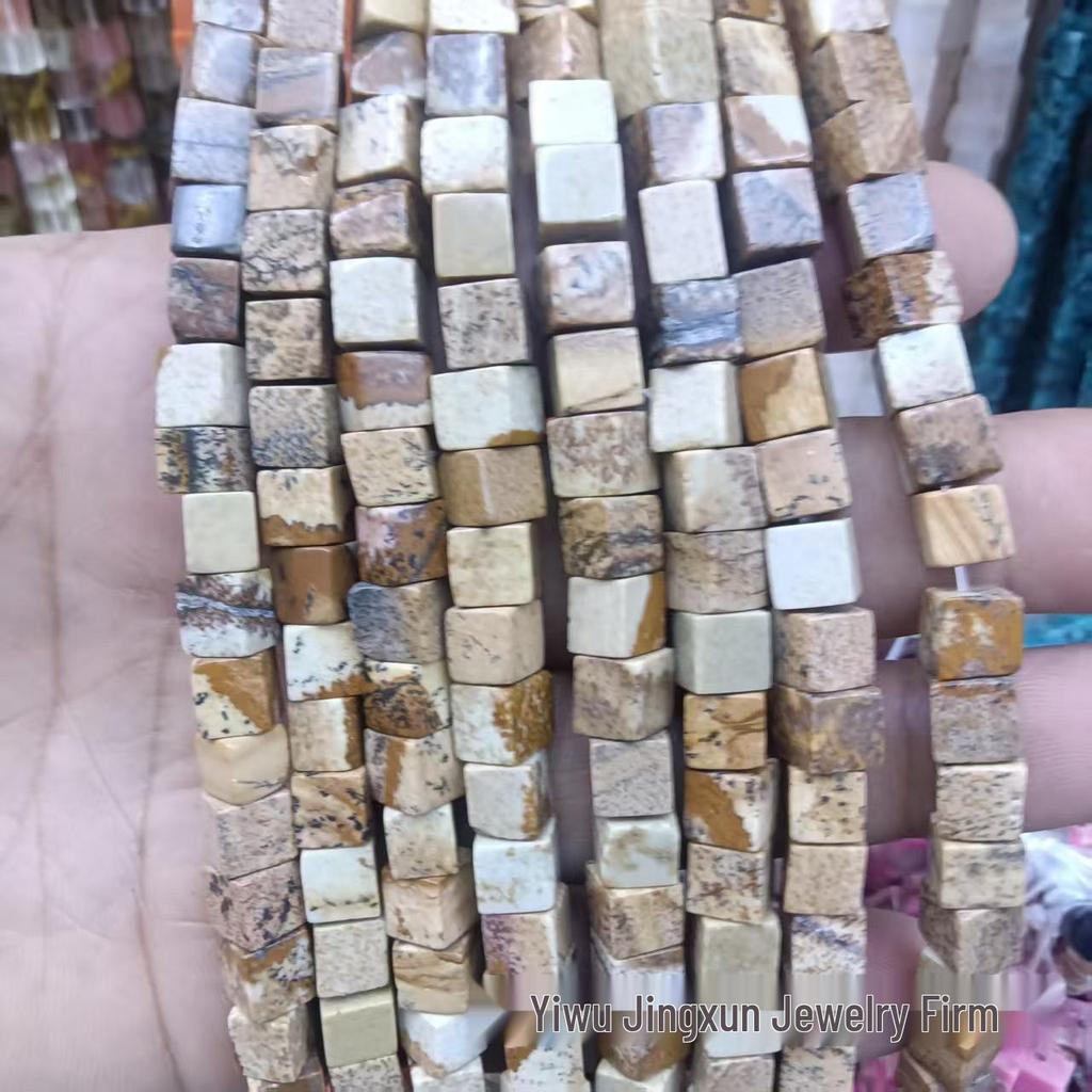 6x6mm Quadratische Rosenquarz-Achat-Perlenkette - Naturstein DIY-Zubehör
