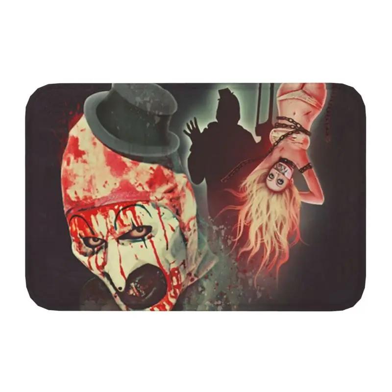 Horror Halloween Movie Terrifier Clown Front Door Mat Anti-Slip Indoor Absorbent Doormat Kitchen Balcony Entrance Rug Carpet