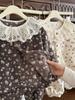 2025 New Children's Fleece-Lined Pajama Set: Girls' Lace Cardigan Homewear for Autumn and Winter