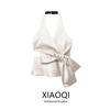 Fashion Style 2024 Summer New Arrival Women's Stylish Easiest for Match Bowknot Decoration Silk Satin Texture Tops 3506399