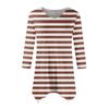 Women's Fashion Casual V-neck Striped Printed Seven-point Sleeve Shirt Belted Loose Comfortable Top