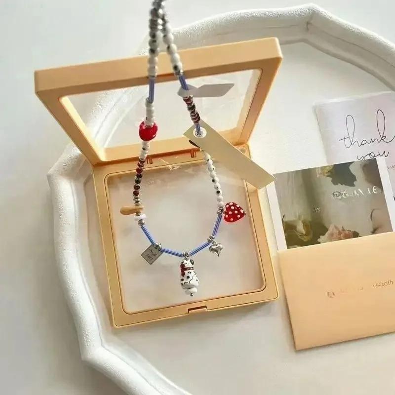 Schwarz-Weiß Perlen Dalmatiner Welpe Niedlich Personalisierter Anhänger Halskette für Frauen Mädchen Schönes Weihnachtsgeschenk Schmuck