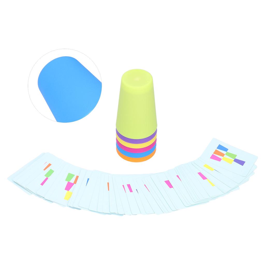 Stacking Cups Game Set Picture Cards Colorful Stack Cups Early Educational Baby ToysSingle Player