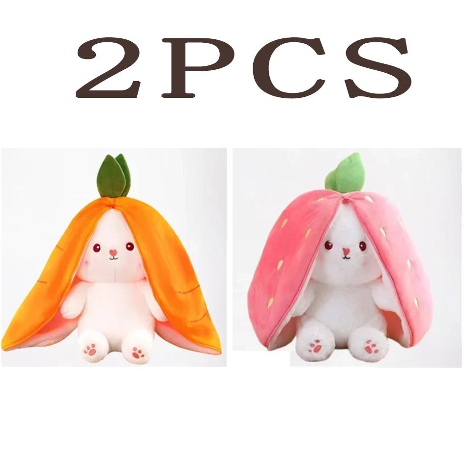 18Cm Cute Strawberry Carrot Rabbit Plush Toy Stuffed Creative Into Fruit Transform Baby Cuddly Bunny Doll For Kid Birthday Gift