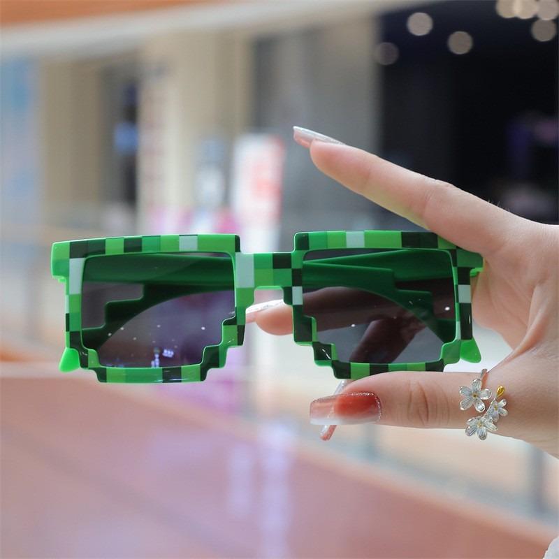 New Fashion Trend Sunglasses Mosaic Checkered Box Glasses Men'S And Women'S Funny Dance Party Black Eyeglasses