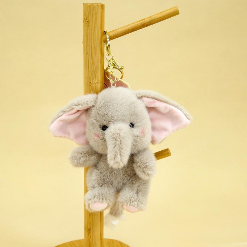 Grey Elephant Plush Keychain, Cute Stuffed Animal Keyring, Kawaii Elephant Bag Charm, Decorative Backpack Accessory Gift серый