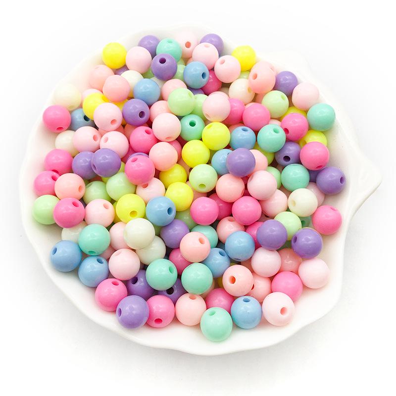 50g Mix of Acrylic Butterfly, Heart, Round Loose Beads for DIY Macaron Color Bracelets & Necklaces.