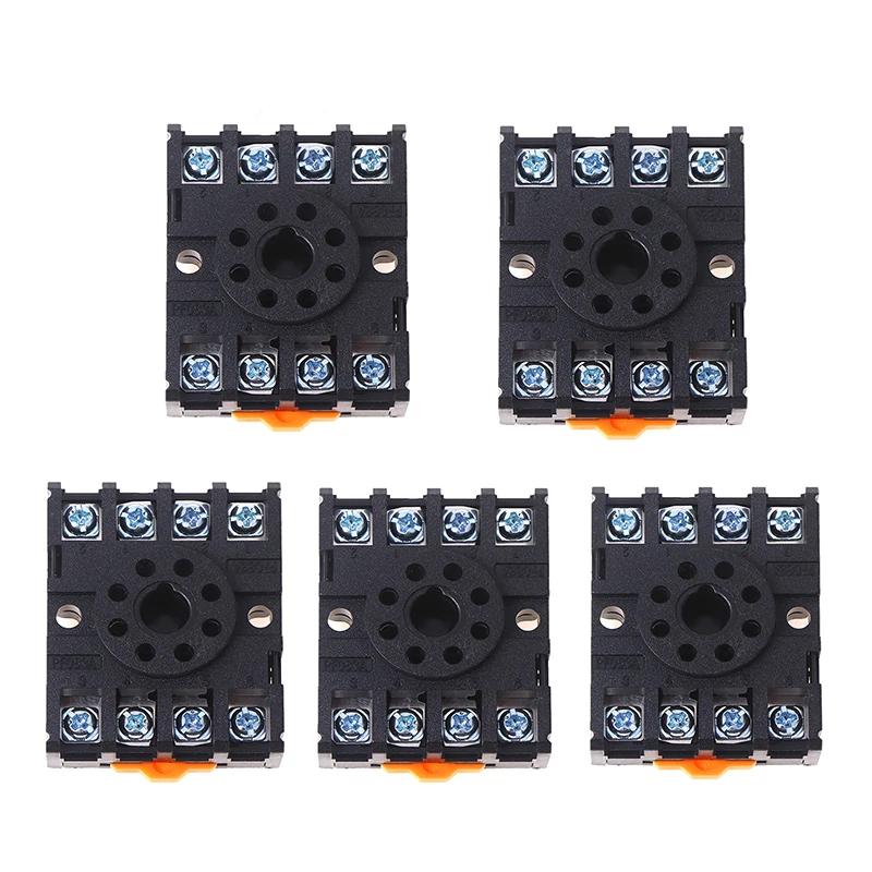 1/5Pcs PF083A Power Relay Base Socket 8 Pins Relay Socket For MK2P AH3 ASY DH48S Rail Mounting
