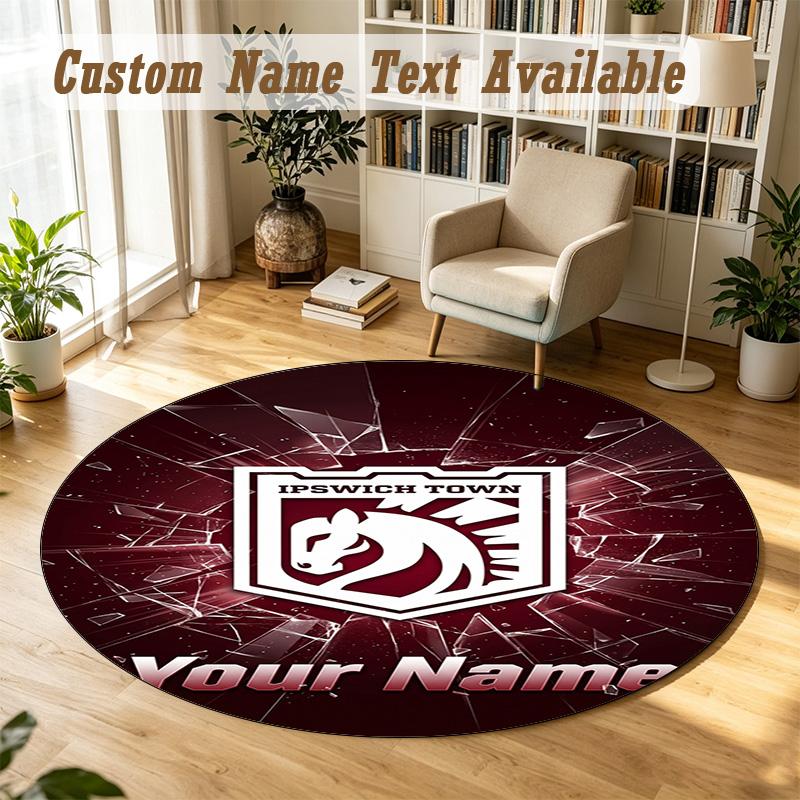 Round Rug Custom NameIpswich Town Pattern Non Slip Carpet Home Floor Decor