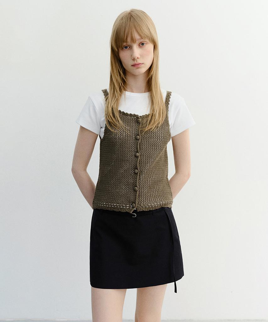 Deonseuteu Belted Mini Skirt_Udsk6B227_Deep Navy