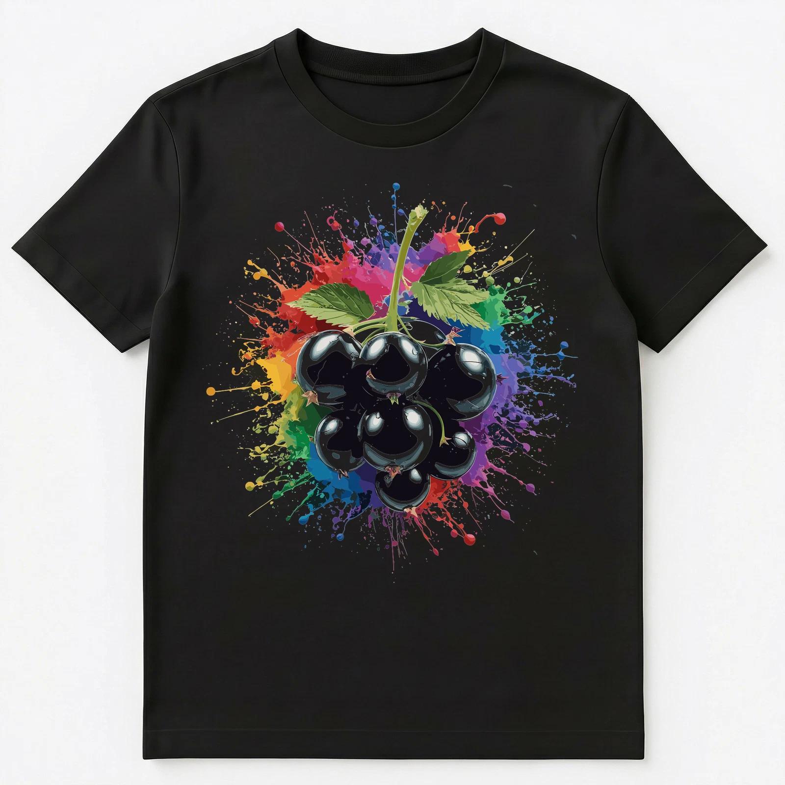 Colorful Paint Splash Blackcurrant Art Graphic Unisex T-Shirt 2XL