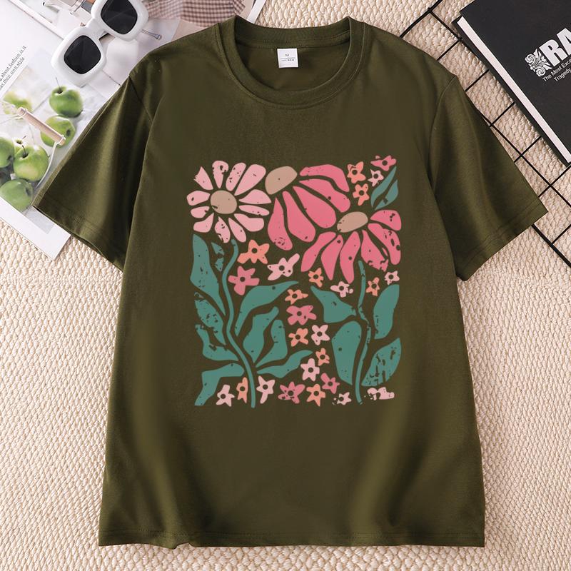 Boho Daisy Flower Tee Shirt Unisexs Botanical Tee Boho Wildflower T Shirt Plan Floral Tshirt Gardener Trendy Tee Unisex Tops