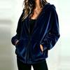 Women's Casual Zip-Up Hoodie, Loose Fit, Color, Long Sleeve