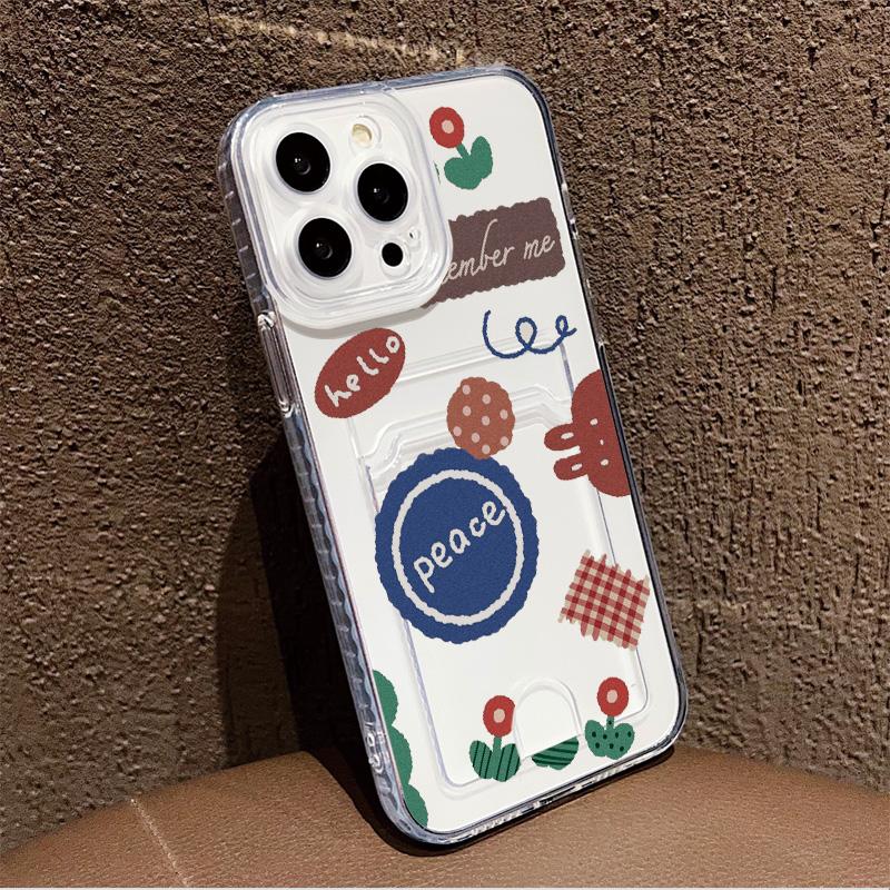 Card Slot Holder Silicone Wallet Pocket Case For Samsung A15 A25 A35 Xiaomi Redmi Note 12 13 14 Oppo A38 A58 A78 iPhone 16 17 Cover Clear Phone Bumper
