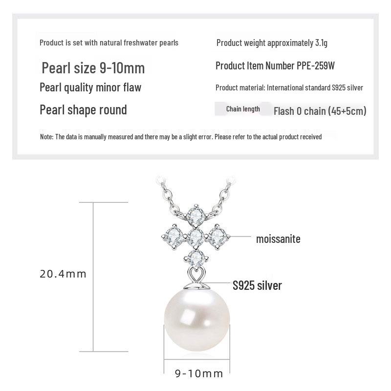 Freshwater Pearl & Diamond-Set Silver Pendant Necklace for Women