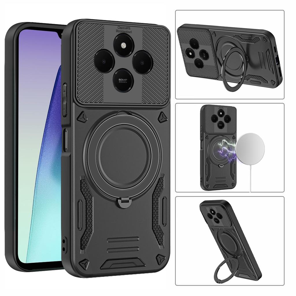 With Rotating Metal Stand For Magsafe Magnetic Case For XIAOMI Redmi 14C Hybrid Defender Hard Back Cover