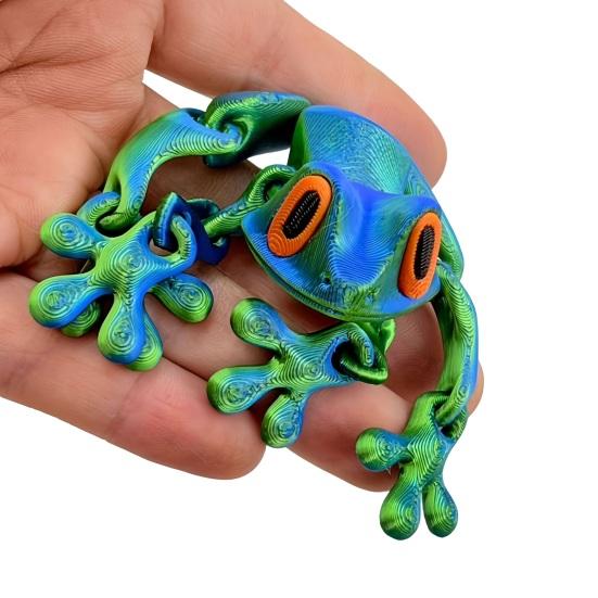 3D-gedruckter Frosch-Kühlschrankmagnet, bewegliche Gelenke, Frosch-Fidget-Spielzeug, artikuliertes Tiermodell, Figur, Kühlschrank-Magnet-Frosch-Dekoration