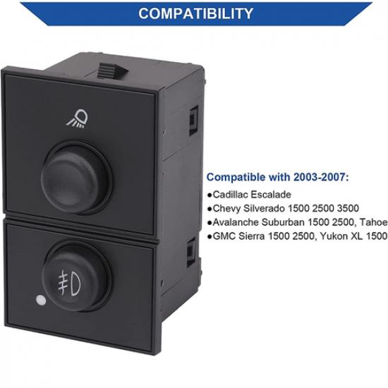 Headlight Switch Control Fog Lamp Button For Chevy Silverado GMC Sierra 19381535