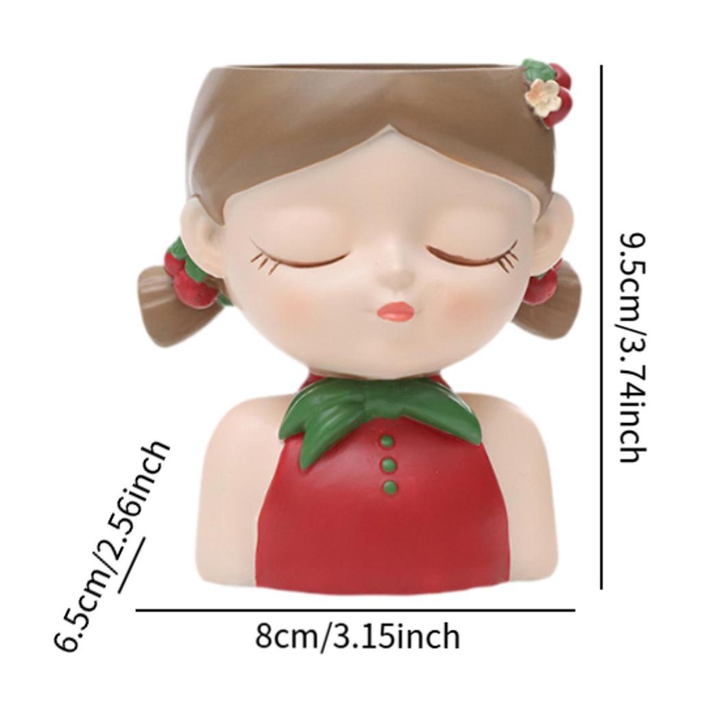 Cartoon Girl Planter Decorative Plant Pot for Office Cafe Outdoor Indoor