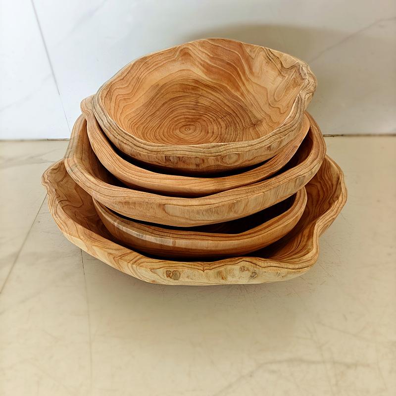 Handmade Natural Wood Fruit Tray - Irregular Shaped, Multifunctional for Snacks,Bread, Desserts, Candy & Salad for Home Decor
