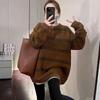 Women's Thickened Striped Wool Pullover: Hong Kong Style Loose Autumn/Winter Sweater