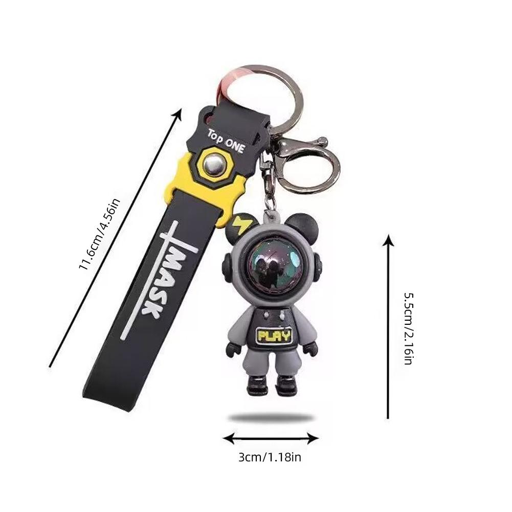 Cartoon Lightning Bear Car Keychain Pendant Bag Astronaut Key Holder Keyfob Key Chain Delicate Key Chain for Girls Couple Gifts Key Ring