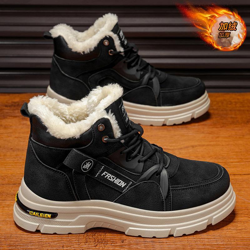 

Men s shoes new winter fleece high-top martin boots men s outdoor work shoes thickened warm cotton shoes boots trendy shoes 44