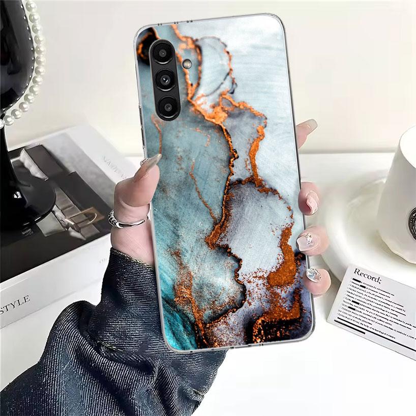 Fashion Geometric Marble Phone Case For Samsung Galaxy A13 A14 A15 A16 A17 A53 A54 A55 A56 A57 A33 A34 A35 A36 A37 A23 A24 A25 A