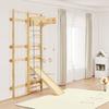 Swedish Ladder Wall Gym, 8-in-1 12-Level Solid Wood Gymnastic Stall Bars for Kids Adults, 220LBS Indoor Jungle Gym Playset with Climbing Board, Gym