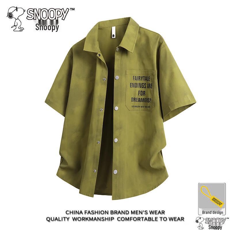 

SNOOPY Men s Casual Thin Short Sleeve Lapel Shirt 8XL