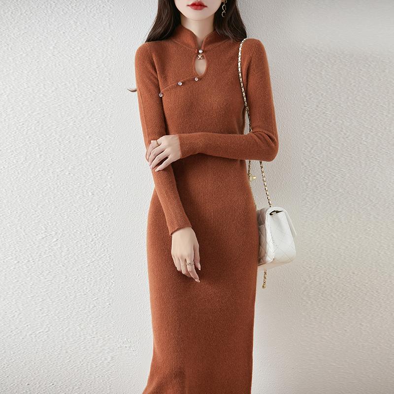 Women Sweater Dress 100% Wool MODERN NEW SAGA Knit Long Pullover Winter Jumpers Wool Long Dress Female